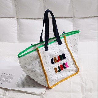 ทักแชทก่อนสั่ง⚡ กระเป๋าถือ ทรงช้อปปิ้ง กระเป๋าลดโลกร้อน Color Block bag