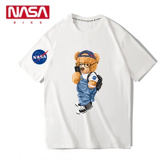 เสื้อยืดแขนสั้น พิมพ์ลายหมีนักบินอวกาศ NASA สําหรับผู้ชาย และคู่รัก