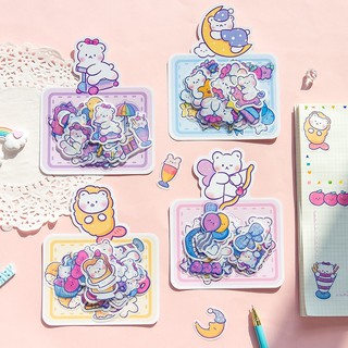 ชุดสติ๊กเกอร์หมีนุ่มนิ่มซีรี่ย์การ์ตูนเกาหลี cute pocket diary สติ๊กเกอร์ตกแต่ง DIY 40 ชิ้นแบ่งเป็น 4 แบบ