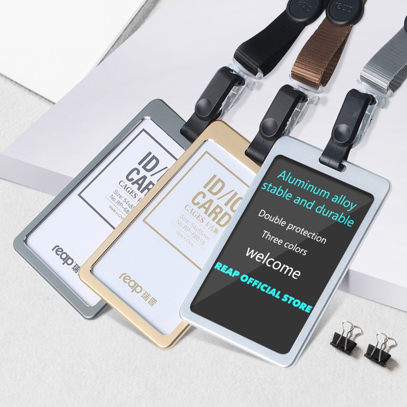 Reap luminium Alloy Business Work ID Card Holder with Neck Lanyard 6851S