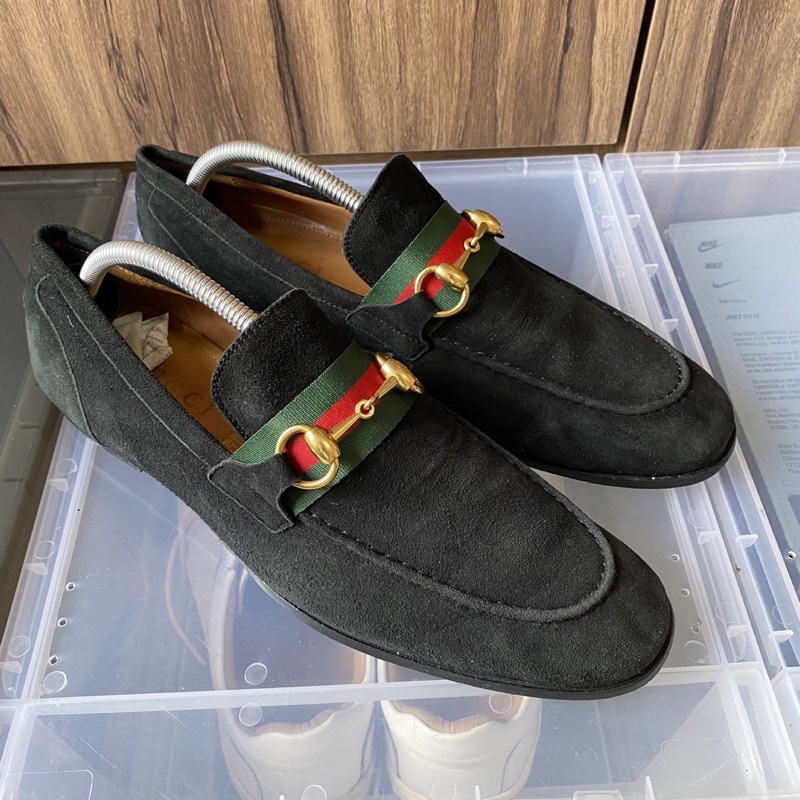 Gucci Horsebit black suede loafer with Web 322500 มือสองของแท้💯