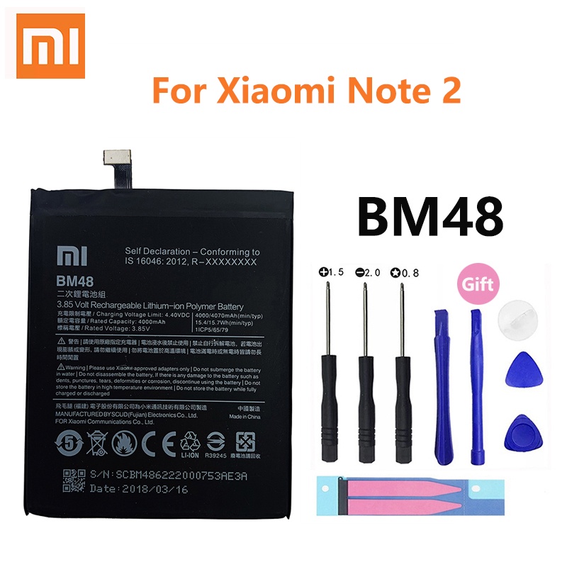 100% Orginal Xiao mi  BM48 4000mAh Battery For Xiaomi Note 2 Note2 High Quality Phone Replacement Batteries