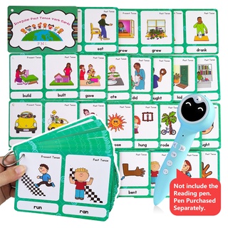 28PCS/Set กริยาผิดปกติ แฟลชการ์ด การเรียนรู้ภาษาอังกฤษสำหรับเด็ก Irregular Verbs Flash Cards Baby English Smart Reading Pen