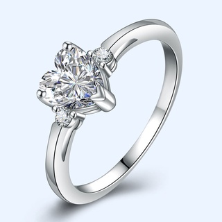 แหวนเวอร์ชั่นเกาหลีของ Sterling Silver Heart -Shaped Girl Senior Princess Princess Diamond Ring