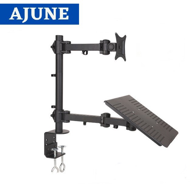 AJUNE ขาวาง โน๊ตบุ๊ค+จอมอนิเตอร์ แบบยึดขอบโต๊ะ รุ่น LTS-352 (มี 2 แขน, ใช้กับโน๊ตบุ๊ค+จอมอนิเตอร์) H