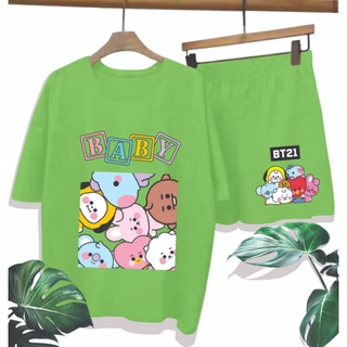 ชุดเสื้อยืด MOTIF BABY BT21 สําหรับเด็กผู้หญิง