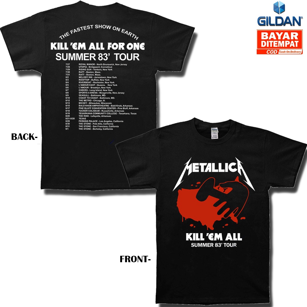 เส อย ดพ มพ ลาย Metallica Kill Em All For One 83 Tour สายร ดเข มข ดฤด ร อน Shopee Thailand