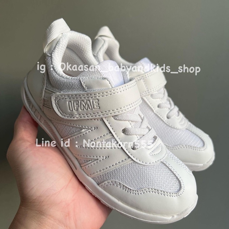 รองเท้าพละสีขาว รองเท้าผ้าใบสีขาวล้วน iFME จากญี่ปุ่น size 18-19.0 cm พร้อมส่งจาก กทม ส่งไวค่ะ