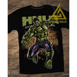 เสื้อยืดผ้าฝ้ายพิมพ์ลายแฟชั่น sell like hot cakesBT 55 the incredible hulk avengers เสื้อยืด สีดำ Black Timber T-Shirt ผ