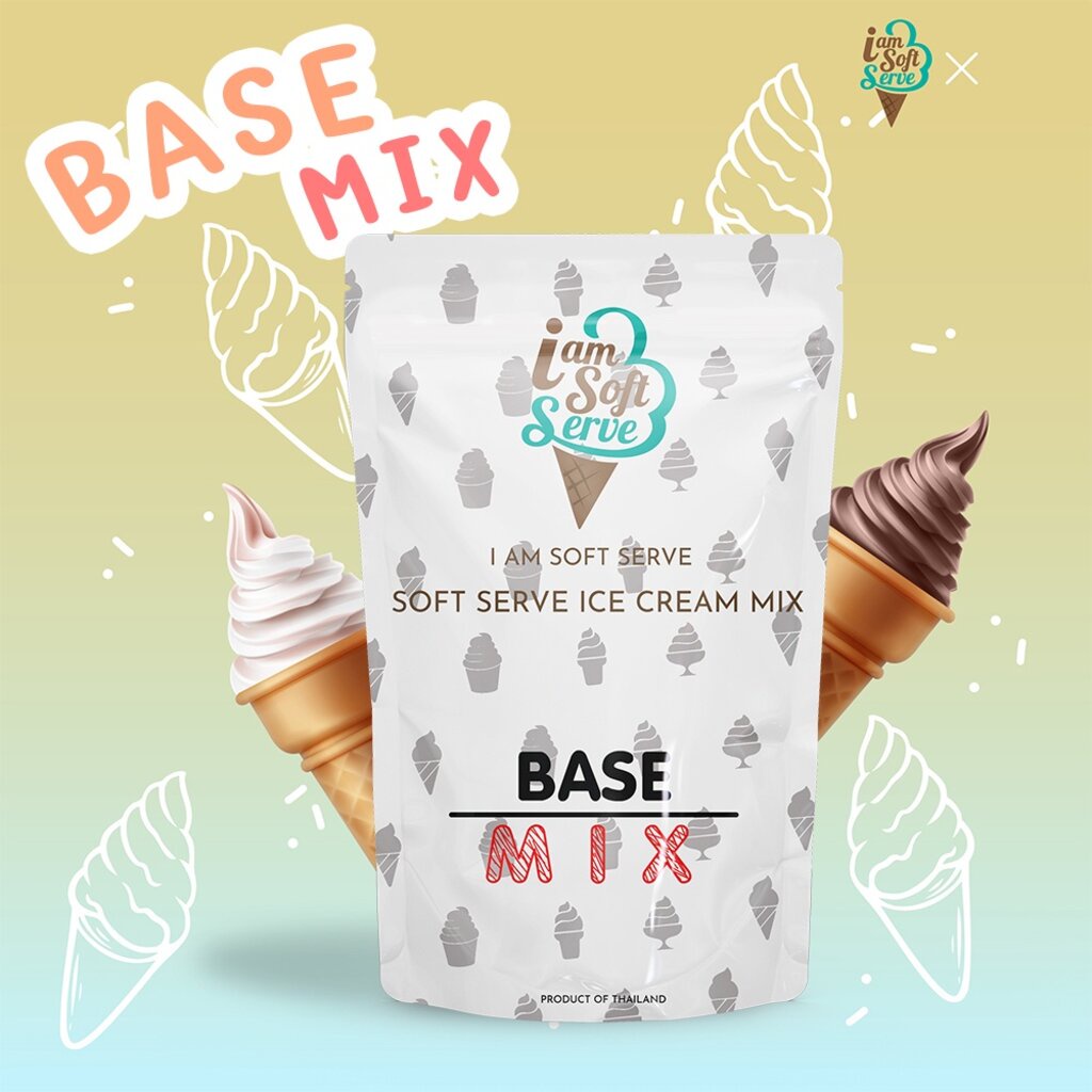 I Am Softserve ผงไอศครีมซอฟท์เสิร์ฟเกรดมาตรฐาน รสเบส ขนาด 1 Kg.