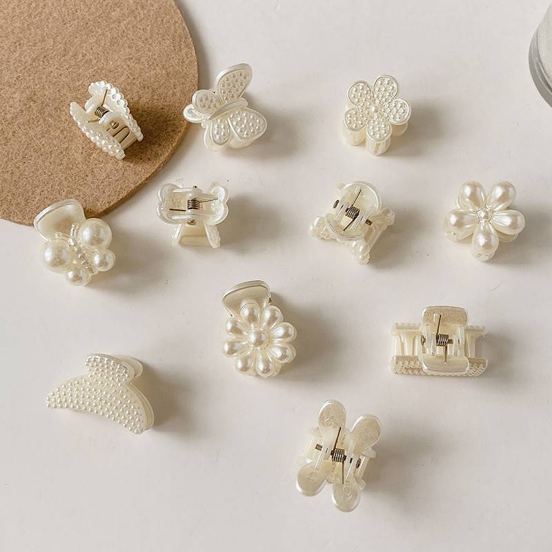 [Korean INS Style Simple Mini Geometric Pearl Hair Clip][ Fashion Small Bowknot Square Shape Barrettes] [Girls Ponytail Holder Hairpin] [Ladies Elegant Hair Accessories]