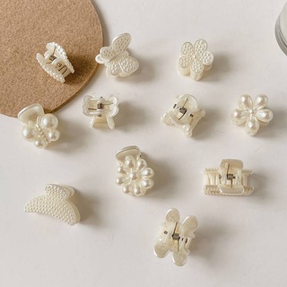 [Korean INS Style Simple Mini Geometric Pearl Hair Clip][ Fashion Small Bowknot Square Shape Barrettes] [Girls Ponytail Holder Hairpin] [Ladies Elegant Hair Accessories]