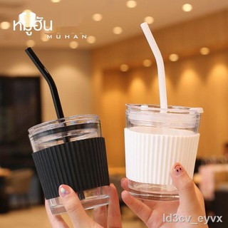 ส่งจากกรุงเทพ❁Muhan cold brew coffee ins simple wind glass water cup with coffee cup straw cup small portable cup