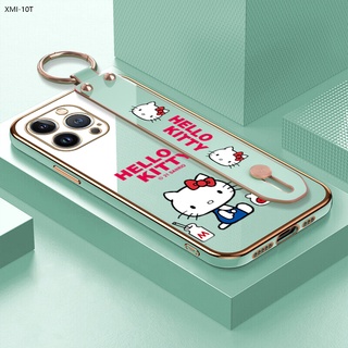 Xiaomi Mi 10T 12T 12 11 11T 8 9 10 Lite Pro NE 5G สำหรับ Wrist Strap Electroplating TPU Case Cute Cat เคส เคสโทรศัพท์ เคสมือถือ