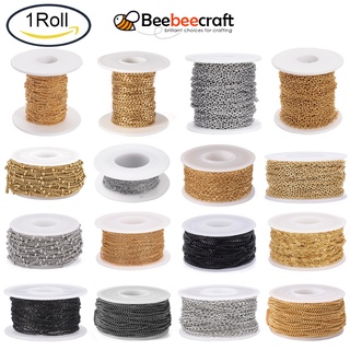 Beebeecraft สายเคเบิลสเตนเลส 304 10 ม. ต่อม้วน พร้อมม้วน สีทอง สําหรับทําเครื่องประดับ