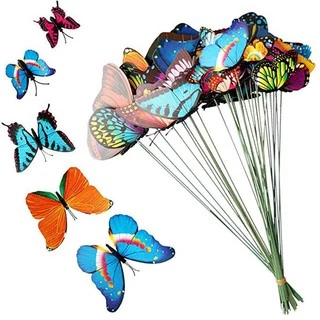 ผีเสื้อ ตกแต่งสวนจัดสวน 🦋ก้านยาว 25 cm. 50 ชิ้น