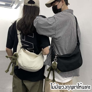 bangkoklist(BA1746) กระเป๋าผ้าสะพายข้างมีซิปผ้าแคนวาส