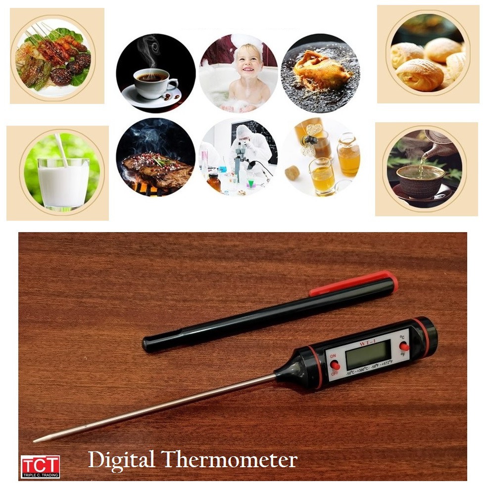 ดิจิตอลเทอร์โมมิเตอร์ ที่วัดอุณหภูมิ อาหาร แบบ เข็ม ที่วัดอุณหภูมิอาหาร แท่งวัดอุณหภูมิ Digital Thermometer WT-1