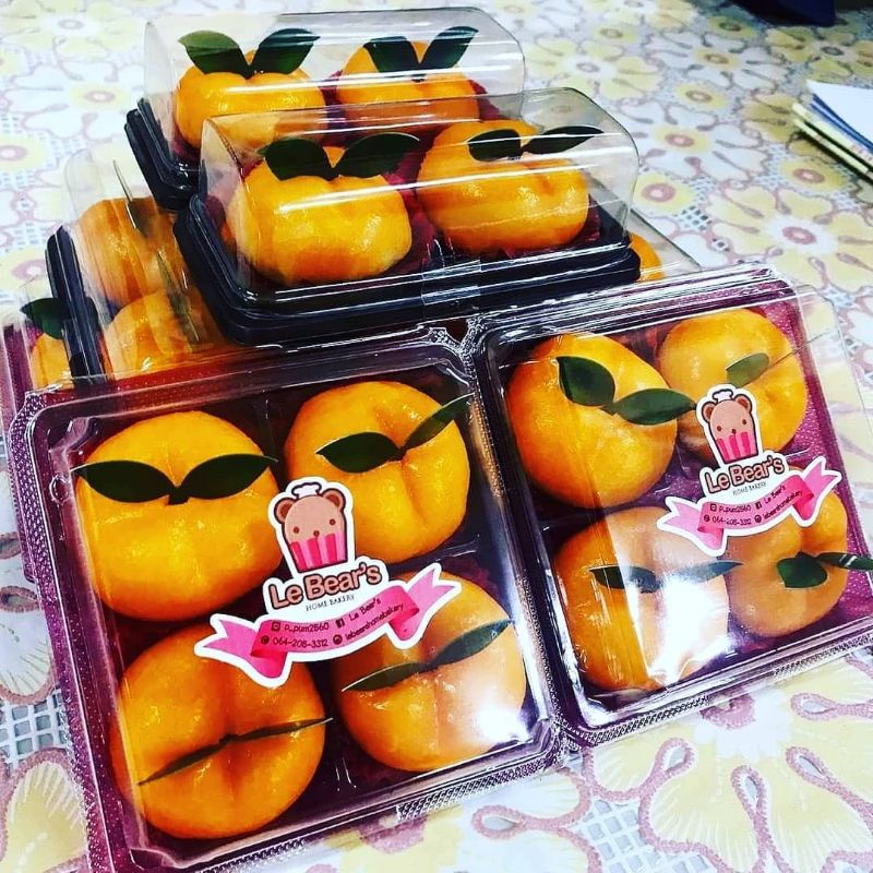  เปี๊ยะลูกส้มไส้ถั่วไข่เค็ม 4ลูกใน 1กล่องbylebear'shombakery