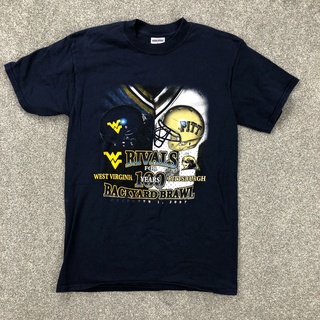 เสื้อยืดสีขาวเสื้อยืด พิมพ์ลาย WVU West Virginia Mountaineer สีฟ้า สไตล์วินเทจ สําหรับผู้ชายS-4XL