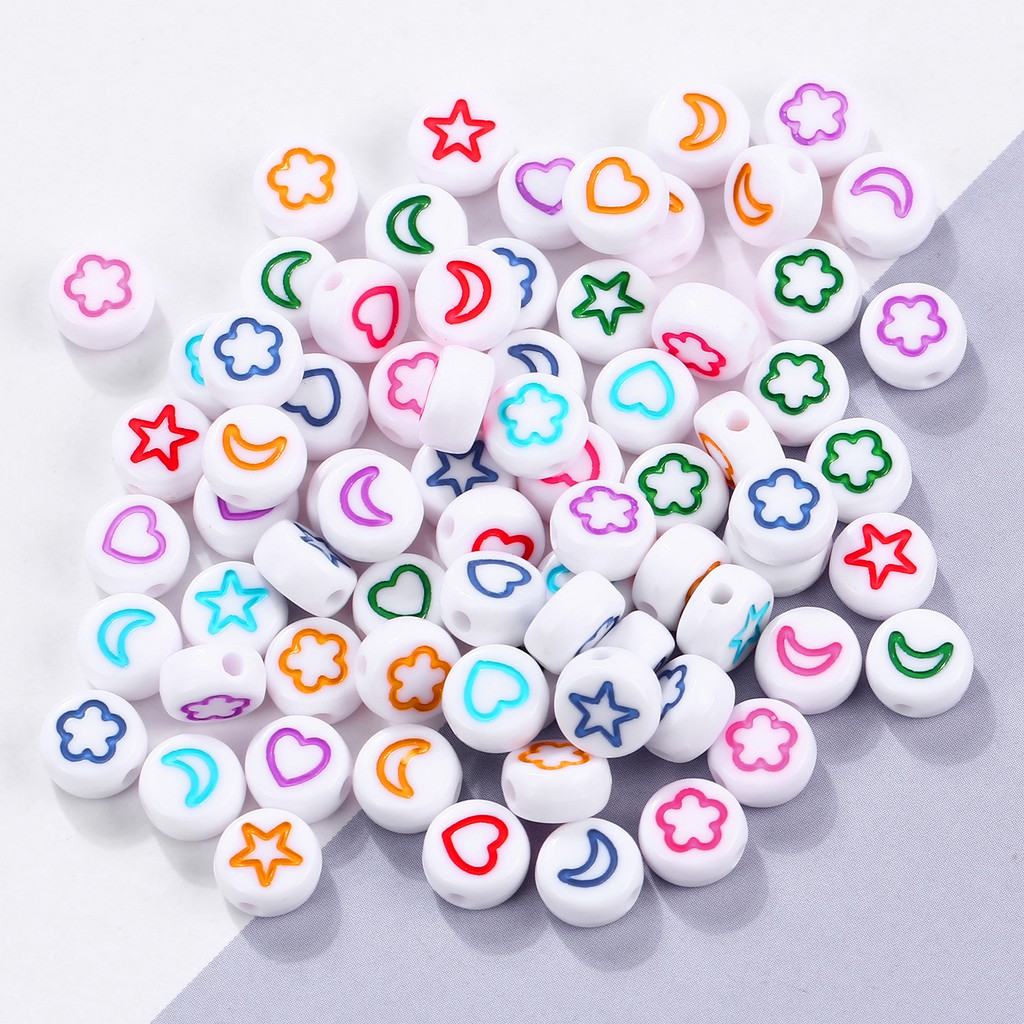 100 ชิ้นดาวอะคริลิค Spaced ลูกปัด moon ลูกปัดสําหรับเครื่องประดับทํา DIY Charms สร้อยข้อมือ Necklack