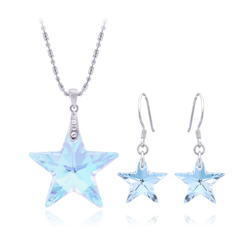 12VICTORY S0184-03G สร้อยคอพร้อมต่างหูแฟชั่น เครื่องประดับผู้หญิง ประดับคริสตัลนำเข้าจากประเทศออสเตร