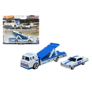Hot Wheels Premium Car Culture Team Transport No.38 65 Ford Galaxie and Ford C-800 white/blue