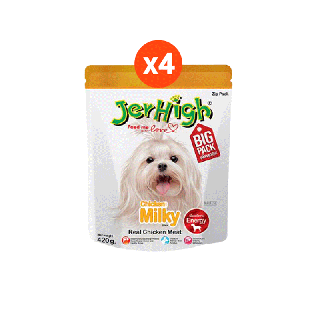 JerHigh เจอร์ไฮ มิลค์กี้ สติ๊ก ขนมสุนัข 420กรัม บรรจุ 4 ซอง