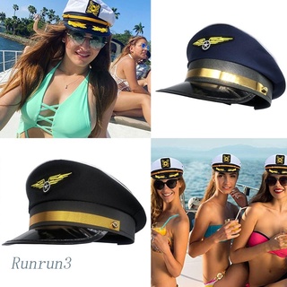 Runny หมวกนักบิน หมวกแก๊ป ปรับได้ พร้อมตรากัปตัน ประสิทธิภาพ หมวกแปดเหลี่ยม หมวกกะลาสี เครื่องแต่งกาย สําหรับผู้ชาย ผู้หญิง Un