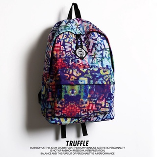 ♟▩✗TRUFFLE original ins กระเป๋าเป้สะพายหลังชายวิทยาลัยนักเรียนมัธยมต้น graffiti กระเป๋านักเรียนหญิงแฟชั่นกระเป๋าเป้สะพาย