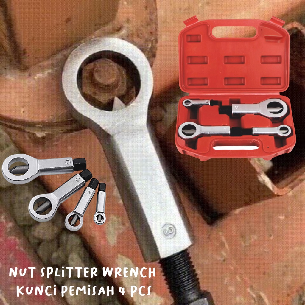 Nut Splitter / Nut Remover Extractor Tools / ประแจแยก 4 ชิ้น