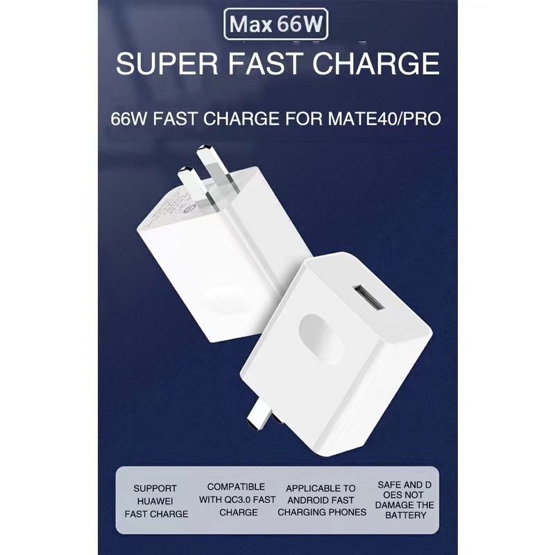 Original Huawei 6a Max 66w Super Fast Charger USB Type C สําหรับ Mate 40 Pro Mate30 P40 Nova8 Se P30 Charger Power adapter