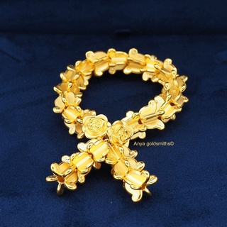พวงมาลัยดอกรักใหญ่ดอกกุหลาบ 2 ดอก น้ำหนัก ทองรวม 14.75 กรัม ทองแท้99.9%