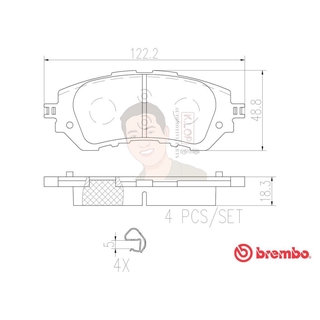 P83 165C ผ้าเบรก F (แท้ BREMBO รุ่น Ceramic) TOYOTA วีออส/ยาริส Vios J/E ปี2013-&gt;,Yaris 1.2/ATIV 1.2 ปี2017