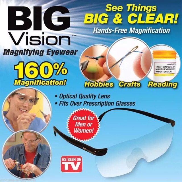 สินค้าขายดี!!! BIG VISION แว่นขยายไร้มือจับ แว่นตาขยาย แว่นอ่านหนังสือ