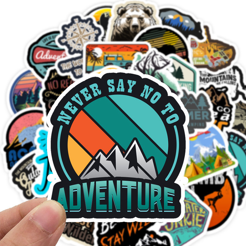 พร้อมส่ง!Camping outdoor travel การตั้งแคมป์ adventure สติกเกอร์ ตกปลา Fishing  50ชิ้น sticker