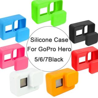 เคสซิลิโคน +ฝาปิดเลนส์ ครอบป้องกัน  Silicone Protective Skin Case+Lens Cover For GoPro Hero 5/6/7