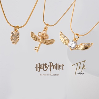 TBK Harry Potter สร้อยคอ ผู้หญิง แฟชั่น ทอง Golden Snitch Hedwig Flying Key พร้อมจี้ necklace 18k เครื่องประดับ สําหรับผู้หญิง 32n