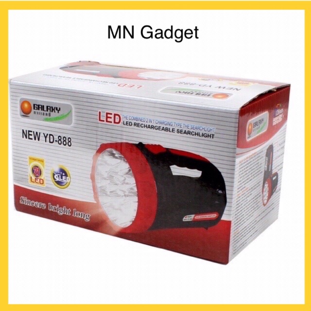 (+Promotion) GALAXY YD-888 ไฟฉายฉุกเฉิน ไฟพกพา LED 15+6 ดวง อเนกประสงค์แบบชาร์จไฟบ้าน รุ่น YD888 มีส่งครับ ราคาถูก ไฟฉาย ไฟฉาย แรง สูง ไฟฉาย คาด หัว ไฟฉาย led