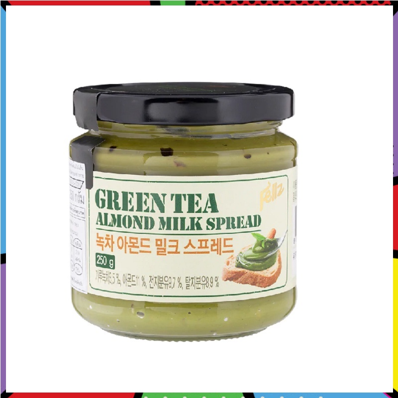 พร้อมส่ง&gt;&gt;แยมชาเขียวอัลมอนด์  เกาหลี /  Feliz Green Tea Almond Milk Spread 녹차아몬드스프레드  250g