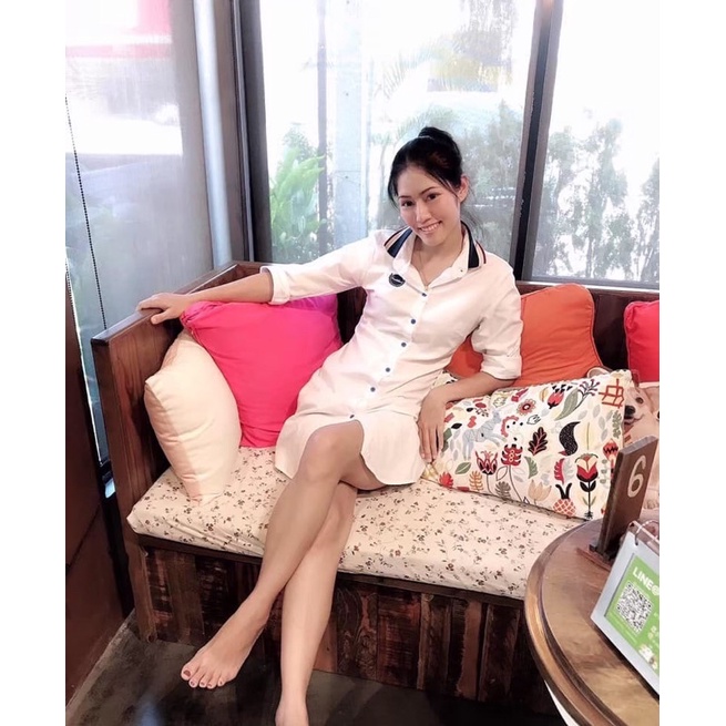 [มีส่งด่วน🇹🇭](ราคาต่อตัว)ชุดกระโปรงแขนยาว ปกคอตัดแต่ง 4สี แบรนด์พอดีตัว เสื้อคู่รัก เสื้อคู่ (ราคาต่อตัว) - รูปที่ 3