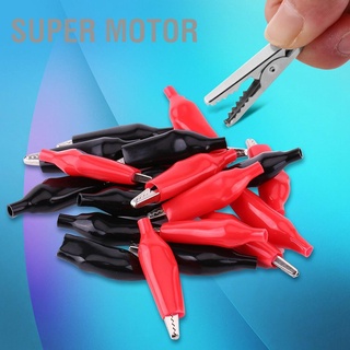 Super Motor 45 มม. คลิปหนีบปากจระเข้โลหะสําหรับทดสอบ Probe Meter สีดําและสีแดง 20 ชิ้น