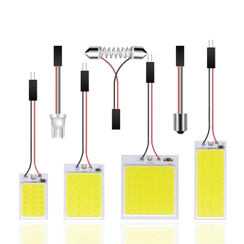 ไฟเพดานรถยนต์ คุณภาพสูง สว่างมาก COB LED แผงไฟ 48 36 24 18 SMD 1pc แสงขาว 6500K T10 BA9S Festoon ใส่ได้กับทุกรุ่น