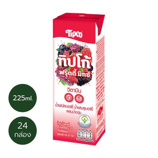 TIPCO Fruity Mix น้ำผลไม้ผสมน้ำผักรวม สูตรเบอร์รี่ Berry ขนาด 225 มล. x 24 กล่อง ยกลัง (1ลัง/24กล่อง)