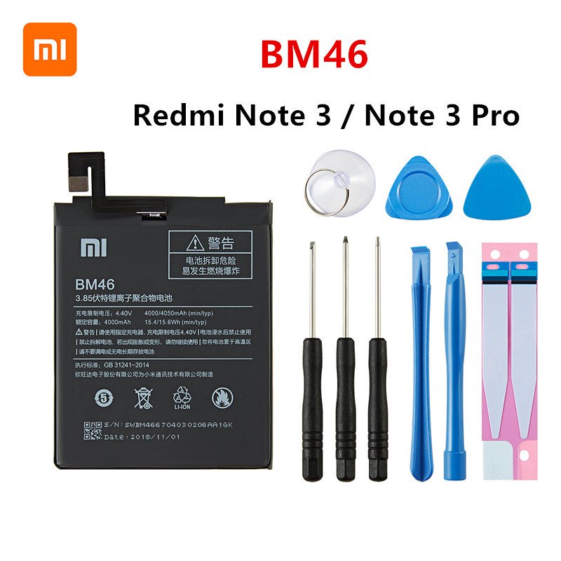 Xiao Mi 100% Original BM46 4050MAh แบตเตอรี่สำหรับ Xiaomi Redmi Note 3 /Note 3 Pro BM46โทรศัพท์เปลี่