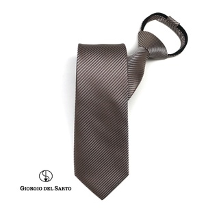 Giorgio Del Sarto Adults Zipper Tie Brown ไทซิป เนคไทสำเร็จรูปสีน้ำตาล