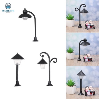 SUCHEN Vintage Street Lamp Figurine Miniatures Road Light Model Resin Bonsai Streetlight Ornament