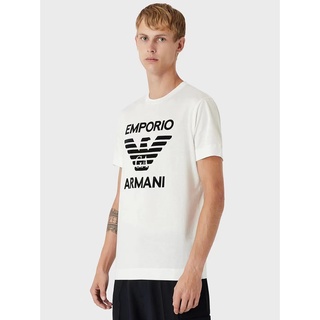 Emporio Armani Armani เสื้อยืดแขนสั้นลําลอง ผ้าฝ้าย 100% พิมพ์ลายตัวอักษร Eagle สําหรับผู้ชาย