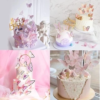 เค้กวันเกิดผีเสื้อ 3D Toppers สําหรับงานวันเกิด งานแต่งงาน Baby Shower