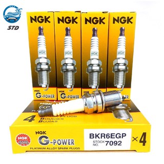 NGK หัวเทียนเข็ม BKR6EGP 70BKR6EGP 7092 G-POWER PLATINUM แท้ แพ็ค4หัว ALTIS03-07, JAZZ03, VIOS03-12, CITY03,LANCER CEDIA